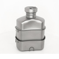 Ensemble bouilloire, boîte à lunch et bouteille d'eau en titane pur 1-2L, multifonctionnel, léger, portable, pliable et épaissi pour le camping en extérieur
