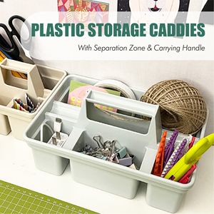 Divided Plastic <strong>Storage</strong> <strong>Caddies</strong> with Handle Small Components Tool <strong>Storage</strong> Box Stackable Office Desk Organizer Back to School - Product Image 3