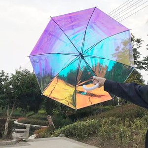 <span class=keywords><strong>Parapluie</strong></span> <span class=keywords><strong>large</strong></span> holographique adulte clair irisé <span class=keywords><strong>parapluie</strong></span> pour femmes mariage arc-en-ciel coupe-vent Parasol Laser clair <span class=keywords><strong>parapluie</strong></span> - Product Image 4