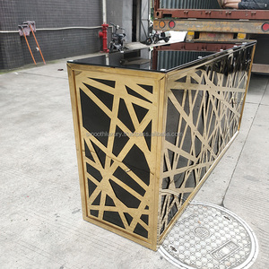 Suave venta al por Mayor moderno espejo cristal superior oro Acero inoxidable barra Mesa rectángulo diseño boda Bar Mesa - Product Image 2