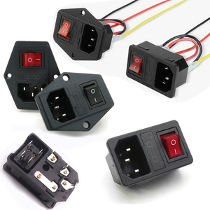 AC-01 Male Socket AC IEC320 <b>Plug</b> 7pins Panel Mounting Inlet Female Ac Power Socket <b>with</b> Fuse Rocker <b>Switch</b> 10A 250VAC - Product Image 1
