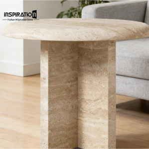 Mesa de Centro Ovalada de Piedra Natural con Curva Suave para Cuarto de Niños, Mesa Auxiliar de Travertino de Tamaño Personalizado, Mesa de Forma Orgánica de Travertino - Product Image 4
