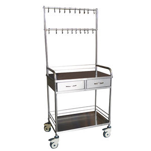 Chariot médical mobile d'acier inoxydable des meubles d'hôpital 304 sur le chariot multifonctionnel de roues avec la poubelle - Product Image 6