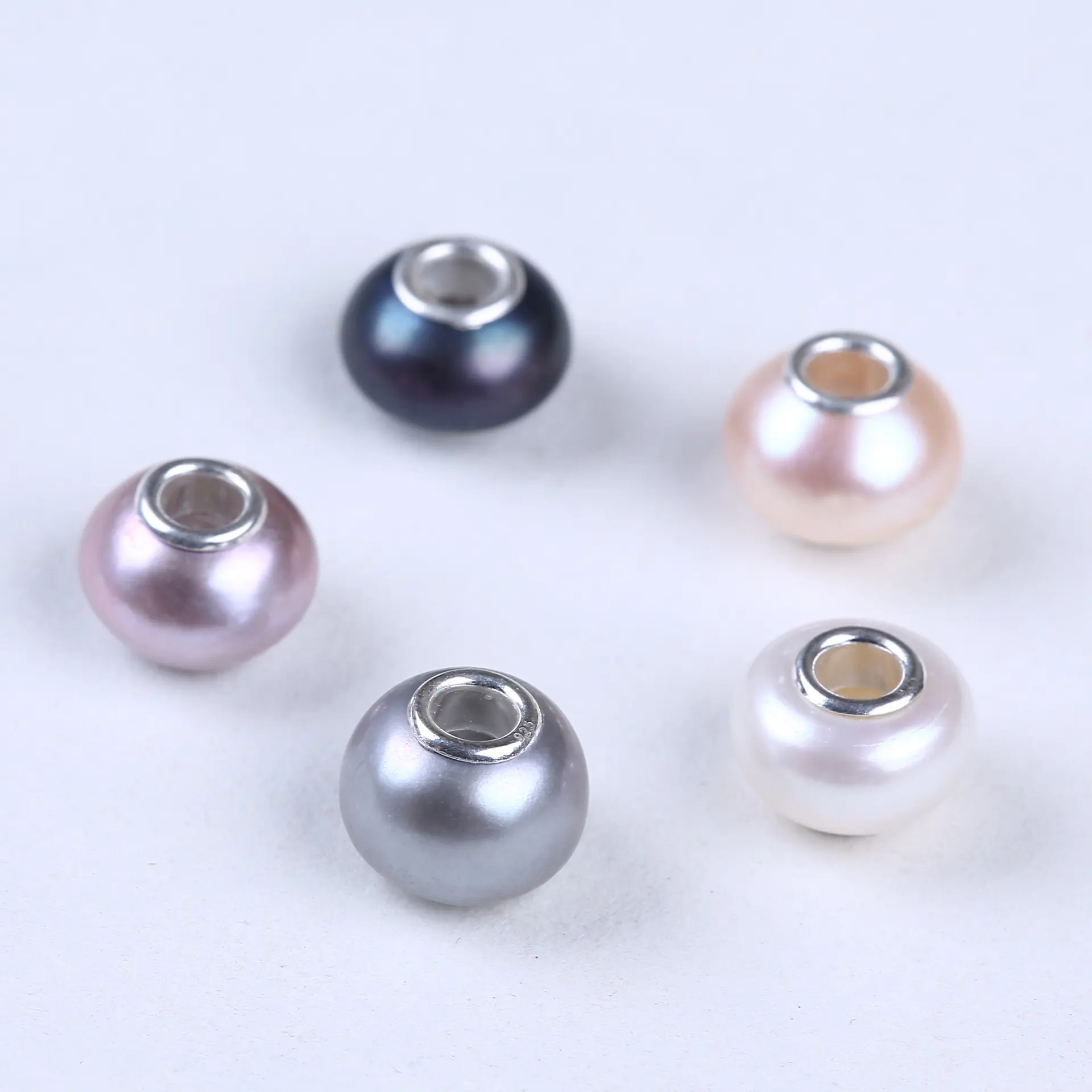 925 con anima in argento perline con fori grandi coltivate perle di acqua dolce sciolte per la creazione di gioielli