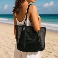 Sac de toilette de plage en maille pliable grande capacité, à porter à l'épaule ou à la main, pour le camping en plein air, les voyages, la salle de bain, la douche et l'usage quotidien
