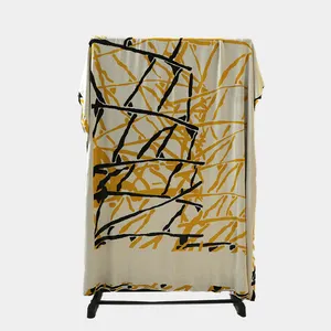 सरसों की पीली धारी छलावरण हेरिंगबोन नरम लोचदार बल धोने योग्य बांस फाइबर पिकनिक समुद्र तट कंबल