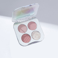 Palette de fards à paupières mats lisses, marque privée, haute pigmentation, quatre teintes vibrantes