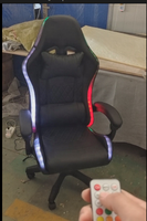 Chaise de jeu PC avec éclairage LED, chaise de bureau ergonomique pour station de jeu, chaise de jeu LED RGB