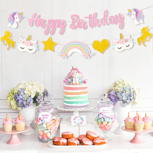 Spanduk latar belakang fotografi pesta ulang tahun <span class=keywords><strong>Unicorn</strong></span>, spanduk kertas dekorasi pesta Pancuran bayi - Product Image 3