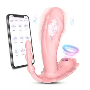 Vibrador termostático sem fio com sucção de vibração de 8 frequências, controle remoto, ponto G, clitóris, vibrador vestível