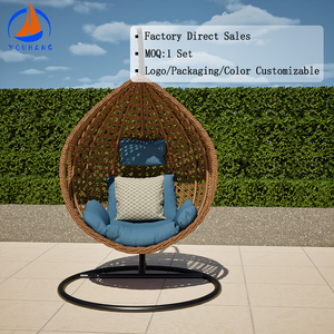 Factory Hanging <strong>Uk</strong> Patio Wicker Rattan Swing Outdoor Egg Chair Swing with Stand One Piece Metal Hanging Egg <strong>Hammock</strong> - Product Image 6