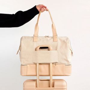Free Sample Custom Logo Waterproof Canvas Travel Sports Gym Tote <b>Overnight</b> Weekend Duffle <b>Bag</b> With Compartment - Product Image 3