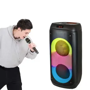 Grote Partybox 100W Speaker Met Microfoon Draadloze Afstandsbediening Licht Met Geluid Luider Dj Karaoke Speaker