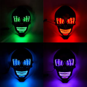 Light up El Wire Skull Face Mask Neon Luminous Scary <strong>Costume</strong> for Carnival Disco Concert Stage Performance Halloween Adult - Product Image 2