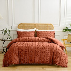 Ensemble de couette bohème capitonnée écologique taille King avec taies d'oreiller, broderie chic, couette douce en jacquard, hôtel, toutes saisons - Product Image 1