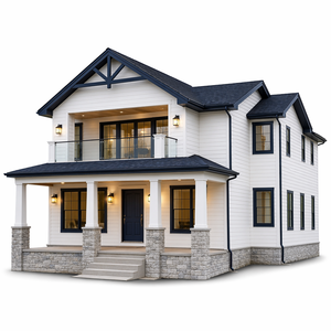 Villa/Ufficio Prefabbricato in Stile Moderno Farmhouse Personalizzabile con Telaio in Acciaio Leggero <span class=keywords><strong>a</strong></span> Montaggio Rapido per Vivere in Rurale - Product Image 1