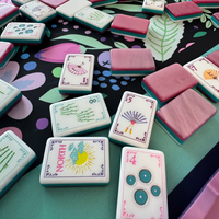 Tuiles de Mahjong en Acrylique Effet Œil de Chat, Collection Radiant Mood, Couleurs Mauve-Blush, pour Fêtes et Réunions