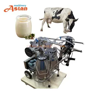 Dairy cow goat double bucket mobile vacuum pump milking machine single bucket portable vacuum milking machine