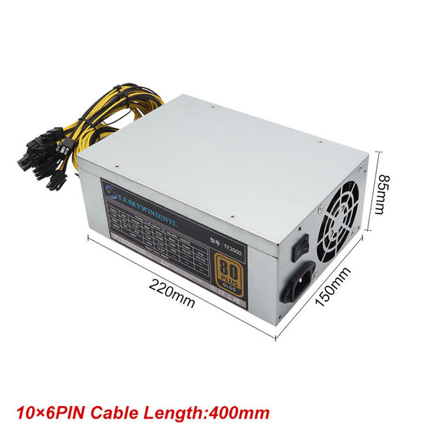 220V Only 2000W 8 GPU PSU PC Power Supply Server 24PIN Interface for 175V~264v Products in Stock