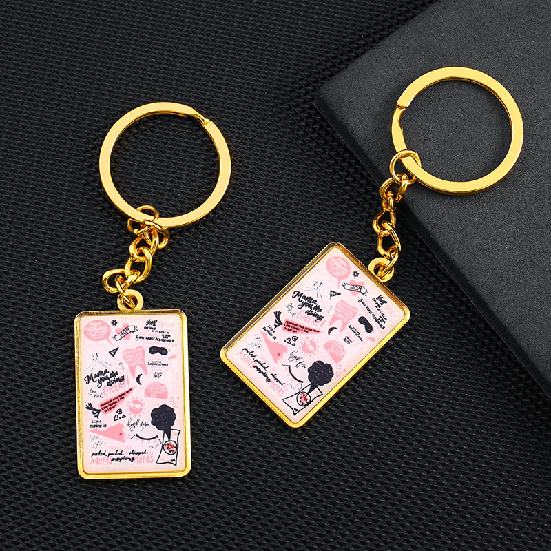 Porte-clés en métal époxy rose