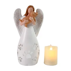 Dog Memorial Gifts Angel Candle Holder Statue Led Candle Pet Gifts Lovers Gifts for Women