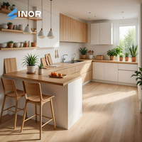 Armários de Cozinha Modernos de Alta Qualidade em Madeira Maciça de Nogueira com Ferragens Premium em Latão, Iluminação LED, Torneira Personalizada, Dobradiças e Cesto de Gaveta 5+
