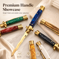 Couteau pliant italien Stiltto, lame ondulée en acier inoxydable 440, manche en résine, 7 couleurs, couteau de poche, collection cadeau, vente en gros OEM