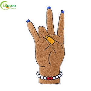 Custom Orchid Fingers Pearl Chenille Patches Iron on Patches Funny Applique Embroidered Felt Eco-Friendly for Varsity Jacket - Product Image 4