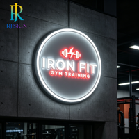 Enseigne Murale Commerciale Circulaire en Métal Rétroéclairée à LED Effet Halo 3D pour Boutique, Salon de Beauté, Spa Ongulaire, Salle de Sport - Livraison Rapide