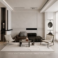 Cuisine et salle à manger modernes, minimalistes, haut de gamme et sur mesure |   Meubles de cuisine sans poignées en crème |   Revêtement mural en marbre |   Affichage LED |   Évier |   3D gratuit