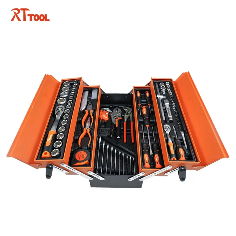 Portable tool box three-layer metal multi-function household car multi-layer foldable hardware storage box electrician tool set