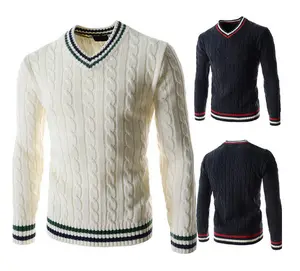 Marken kleidung Herren Pullover Mode Herbst Solid Slim Fit Pullover Herren V-Ausschnitt Freizeit pullover und Pullover