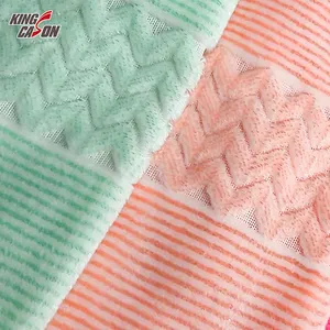 KINGCASON Chinese Factory High Quality 100% Polyester Pink Anti-filling Cation Jacquard Flannel Fleece Fabric For Home Textiles