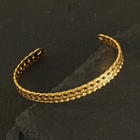 Bracelet Manchette Ajustable Serpent en Acier Inoxydable, Plaqué Or 18K, pour Femme, Idéal pour Fêtes