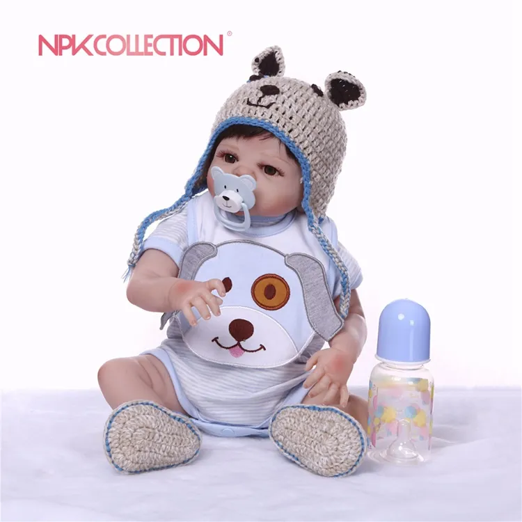 Npk 19Inch 46Cm Schattige Reborn Doll Little Volledige Siliconen Bebes Reborn Jongen Pop Boneca Mode Baby Poppen Voor meisjes Xmas Gifts