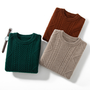 Pull en <span class=keywords><strong>laine</strong></span> mérinos 100% pour homme, col rond, tricot épais, chaud et décontracté pour l'hiver, personnalisation OEM disponible - Product Image 6
