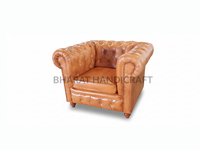 Canapé Chesterfield convertible de luxe à une place en cuir, design écologique, vintage, avec boutons profonds, structure robuste, sièges confortables
