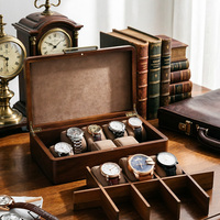 Boîte à montres en bois personnalisée avec rouleaux et séparateurs en velours amovibles, boîte de rangement multi-compartiments en bois pour montres et bijoux