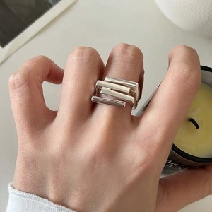 Geometric Silver <b>Ring</b> S925 Pure Silver Minimalist <b>Open</b> Design For Women Everyday Wear - Product Image 1