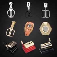 Accessoires pour cigares à fumer personnalisés Ensembles cadeaux en acier inoxydable double lame coupe V ciseaux à cigares