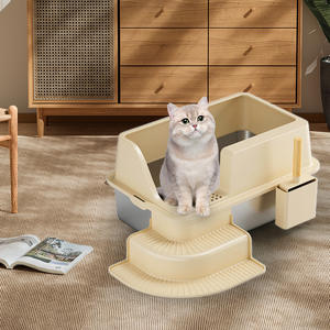 Muebles de baño semicerrados de acero inoxidable para gatos, caja de arena extraíble para gatos, caja de arena para uso al por mayor en la limpieza de arena para gatos - Product Image 3