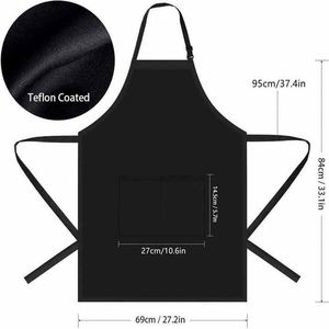Tablier de cuisine en coton noir, blanc et rose avec logo personnalisé pour serveurs, serveuses, cuisiniers et femmes et hommes, avec poche - Product Image 3