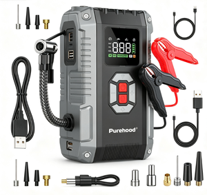 Démarreur de batterie 2-en-1 Purehood S600 avec compresseur d'air, booster de batterie de voiture 150 PSI, gonfleur de pneus, batterie externe 27000 mAh - Product Image 1