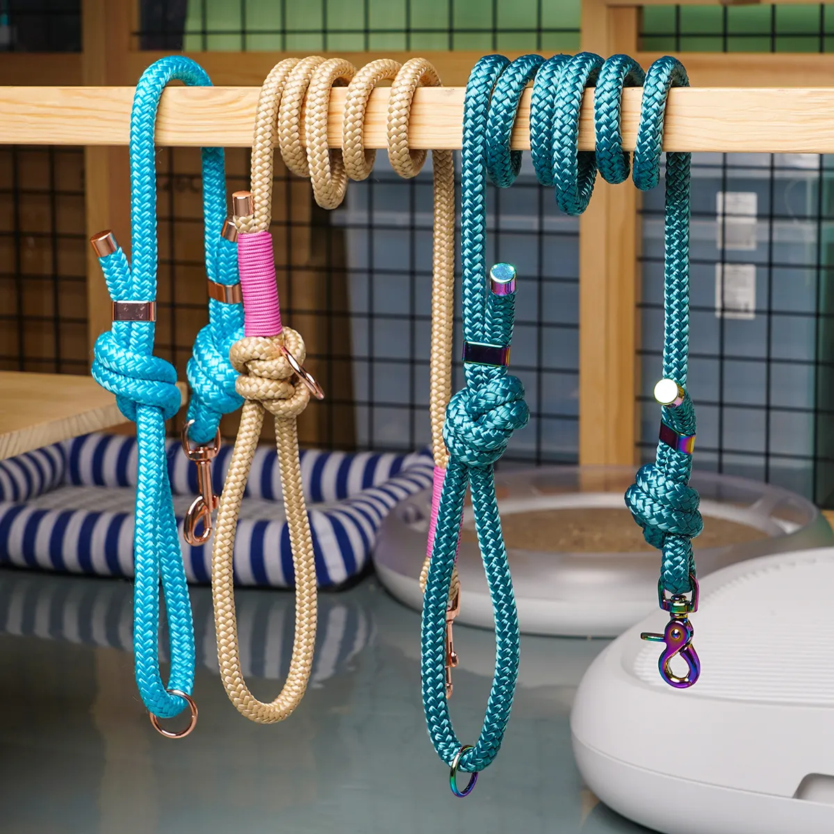 Hanyang OEM Custom Dog Accessories Multi Colors Soft Cotton Leash Handmade cotton rope leash Dog Leash