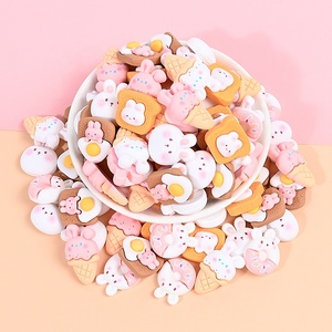 100 PIÈCES/SAC XINGROU Breloques en résine Lapin rose, Crème glacée, Donut, Œuf, Pain grillé pour Slime, Coques de téléphone, Artisanat, DIY - Product Image 5