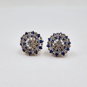 Pendientes de diamantes de color rosa azul con oro Pendientes de diamantes de oro elegantes - Product Image 2