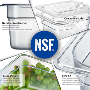 Contenedor Gastronorm <span class=keywords><strong>de</strong></span> Policarbonato Transparente <span class=keywords><strong>de</strong></span> Grado Alimenticio con Tapa, Apilable, para Restaurantes, Cocinas y Buffets - Product Image 2