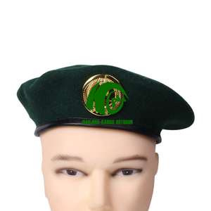 Béret professionnel d'extérieur avec insigne, béret tactique pour uniforme de sécurité, taille unique en <span class=keywords><strong>noir</strong></span> et vert - Product Image 1