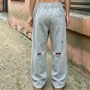 Pantalones Deportivos Holgados de Felpa Francesa de Algodón Grueso, Estilo Streetwear, con Efecto Desgastado por el Sol, para Hombre - Product Image 5