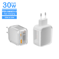 Pengisi Daya Cepat 30W PD Dual Protocol 2-Port USB-A Tipe-C Kabel Retractable Tahan Api OTP untuk Ponsel Tablet Earphone